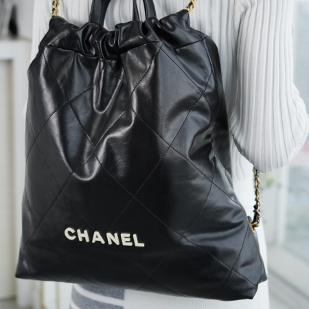 팬더샵 샤넬 22백 라지 블랙 화이트 로고