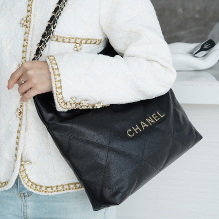 팬더샵 샤넬 23A 22백 캐비어 블랙 스몰 은장