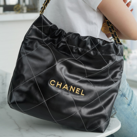 팬더샵 샤넬 23A 22백 스티치 블랙 스몰 금장