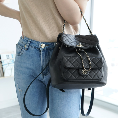 팬더샵 샤넬 라지 백팩 램스킨 & 은장 블랙