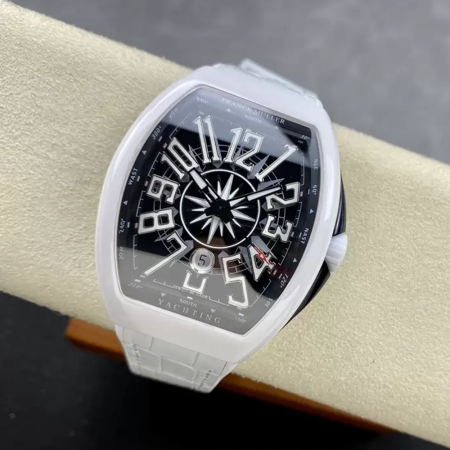 T+공장 프랭키 뮬러 뱅가드 V45 화이트 세라믹 블랙 다이얼