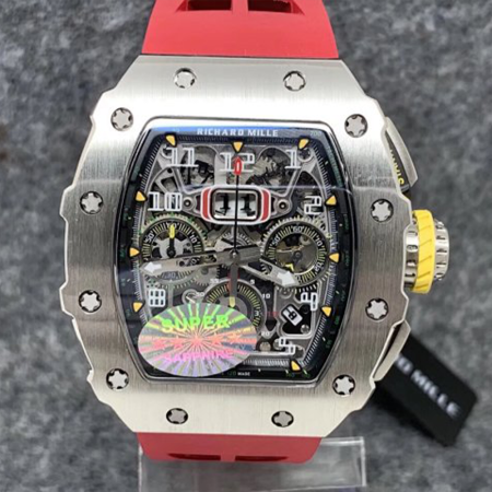 KV공장 리차드밀 르망 화이트 스틸 케이스 한정판 / 레드 러버밴드