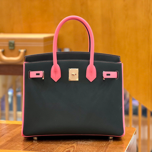 그린엘 에르메스 버킨 30 엡송가죽 핑크 & 블랙 금장 버클