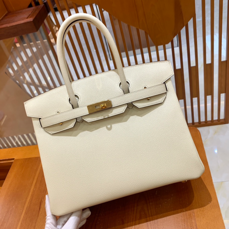 그린엘 에르메스 버킨 30 엡송가죽 크림 화이트 금장 버클