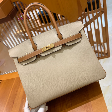 그린엘 에르메스 버킨 30 엡송가죽 브라운 & 그레이 금장 버클