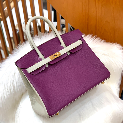 그린엘 에르메스 버킨 30 토고가죽 퍼플 & 그레이 골드 버클