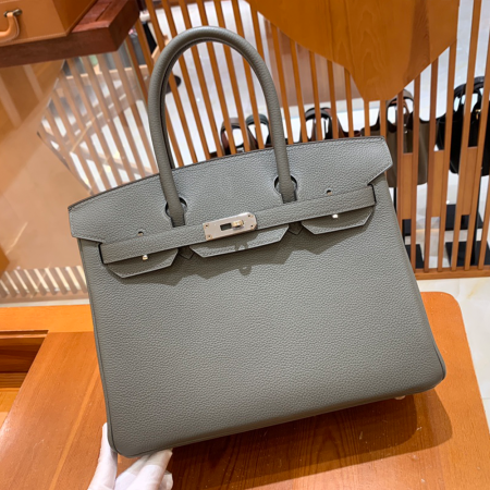 그린엘 에르메스 버킨 30 토고가죽 그레이 실버 버클