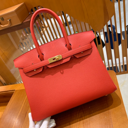 그린엘 에르메스 버킨 30 토고가죽 하트 레드 골드 버클