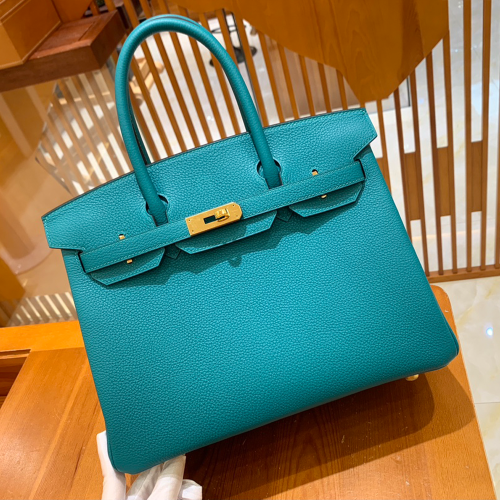그린엘 에르메스 버킨 30 토고가죽 피콕 블루 골드 버클