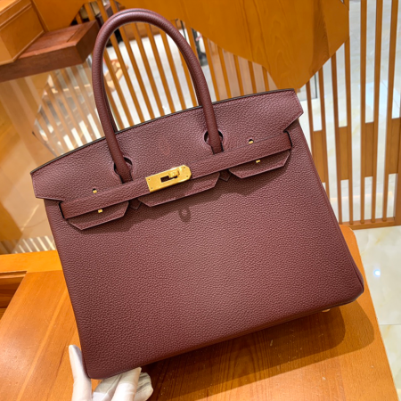 그린엘 에르메스 버킨 30 토고가죽 버건디 골드 버클