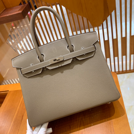 그린엘 에르메스 버킨 30 토고가죽 그레이 실버 버클