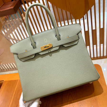 그린엘 에르메스 버킨 30 토고가죽 세이지 그린 골드 버클