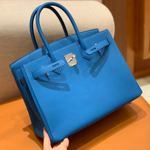 그린엘 에르메스 버킨 30 토고가죽 탄자니아 블루 골드 버클