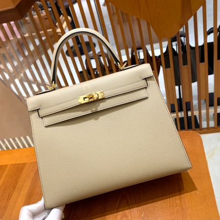 그린엘 에르메스 켈리 25 엡송 트렌치코트 그레이 골드 버클