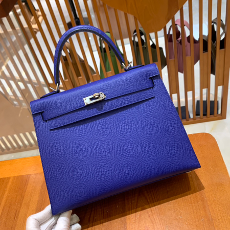 그린엘 에르메스 켈리 25 엡송 글레이즈드 블루 실버 버클