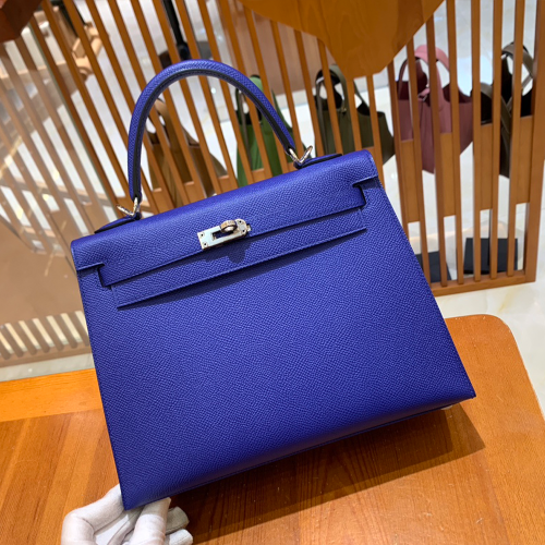 그린엘 에르메스 켈리 25 엡송 글레이즈드 블루 실버 버클