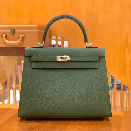 그린엘 에르메스 켈리 25 엡송 브리티시 그린 실버 버클