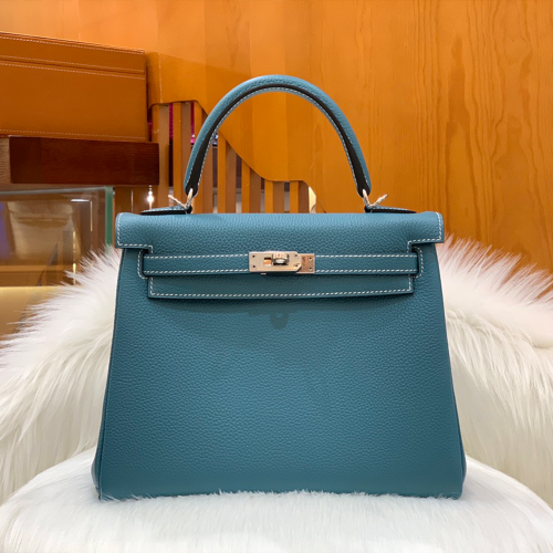 그린엘 에르메스 켈리 25 토고 데님 블루 실버 버클