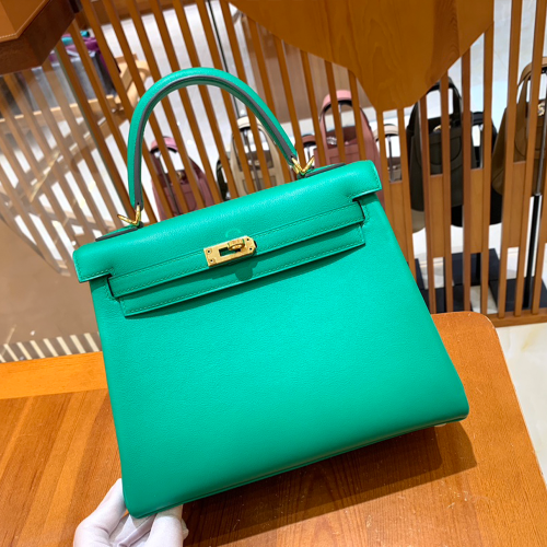 그린엘 에르메스 켈리 25 토고 스위프트 민트 그린 골드 버클