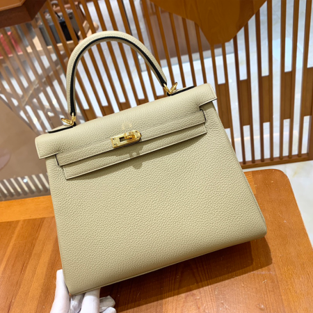 그린엘 에르메스 켈리 25 토고 트렌치 그레이 골드 버클