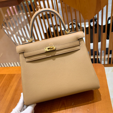 그린엘 에르메스 켈리 25 토고 밀크티 골드 버클
