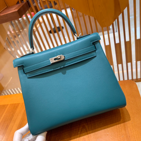 그린엘 에르메스 켈리 25 토고 스위프트 이즈미르 블루 실버 버클