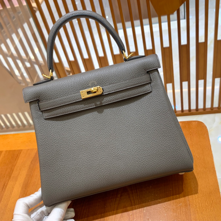 그린엘 에르메스 켈리 25 토고 퓨터 그레이 골드 버클