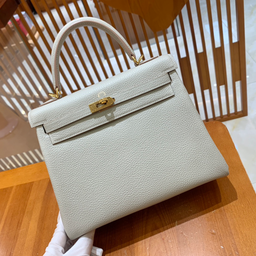 그린엘 에르메스 켈리 25 토고 펄 그레이 골드 버클