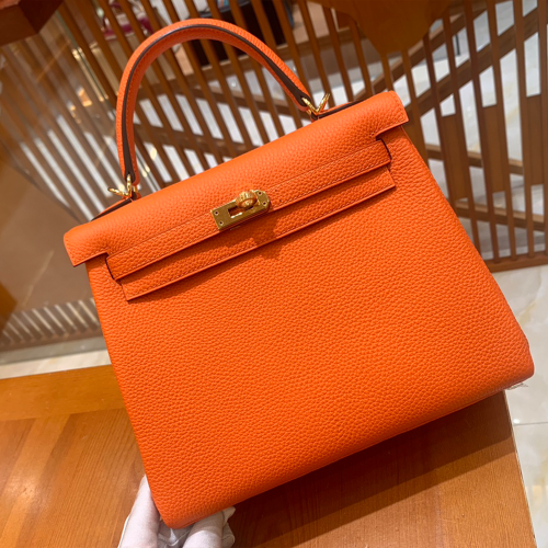 그린엘 에르메스 켈리 25 토고 오렌지 레드 골드 버클