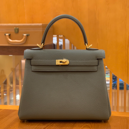 그린엘 에르메스 켈리 25 토고 퓨터 그레이 골드 버클