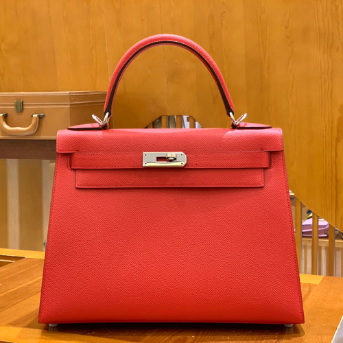 그린엘 에르메스 켈리 28 엡송 하트 레드 실버 버클