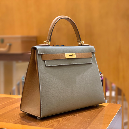 그린엘 에르메스 켈리 28 엡송 그레이 & 골든 브라운 골드 버클