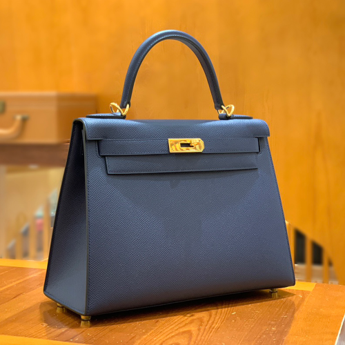 그린엘 에르메스 켈리 28 엡송 사파이어 블루 골드 버클