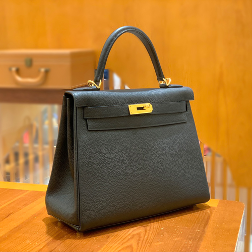 그린엘 에르메스 켈리 28 토고 블랙 골드 버클