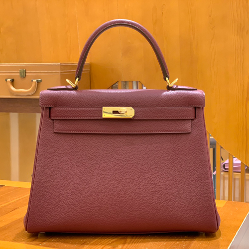 그린엘 에르메스 켈리 28 토고 석류 레드 골드 버클