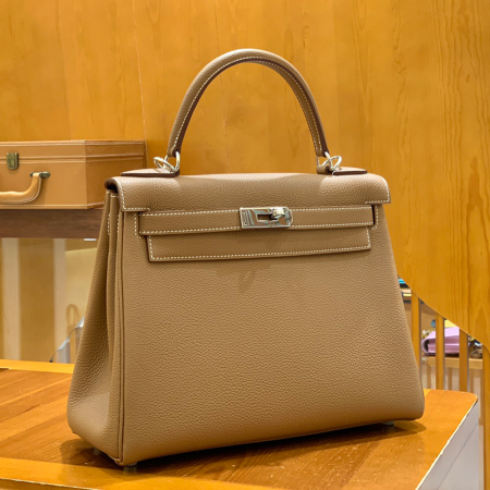 그린엘 에르메스 켈리 28 토고 골드 ​​브라운 실버 버클