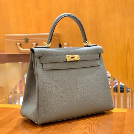 그린엘 에르메스 켈리 28 토고 퓨터 그레이 골드 버클