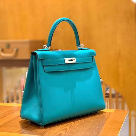 그린엘 에르메스 켈리 28 토고 피콕 블루 실버 버클