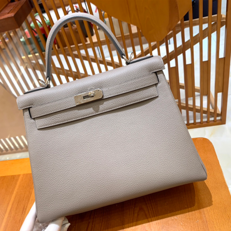 그린엘 에르메스 켈리 28 토고 라이트 그레이 실버 버클