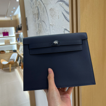 그린엘 에르메스 켈리 단스 사파이어 블루 은장 버클