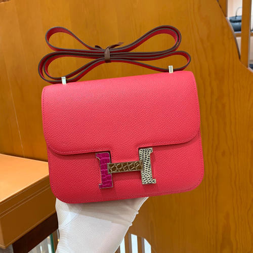 그린엘 에르메스 콘스탄스 18 엡송 얼티미트 핑크 쓰리피스 가죽 버클