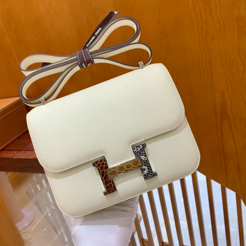 그린엘 에르메스 콘스탄스 18 엡송 크림 화이트 쓰리피스 가죽 버클