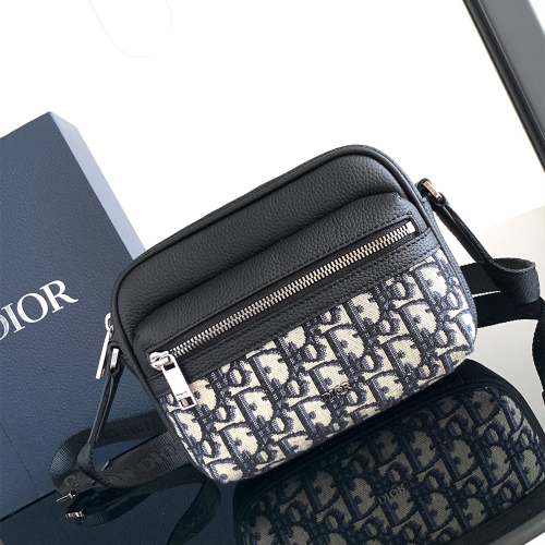 디올 Rider 2.0 지퍼 메신저백 베이지 & 화이트 오블리크 자카드