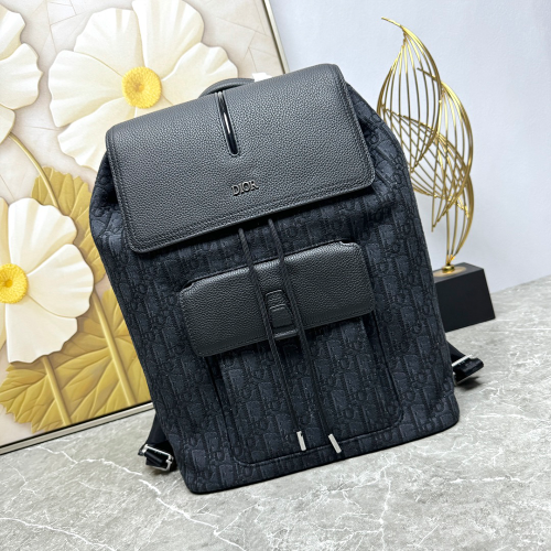 디올 모션 백팩 디올 오블리크 미라쥬 테크니컬 패브릭 & 그레인드 카프스킨 블랙