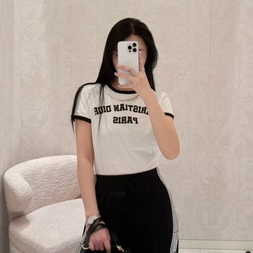 크리스찬 디올 로고 코튼 티셔츠 화이트