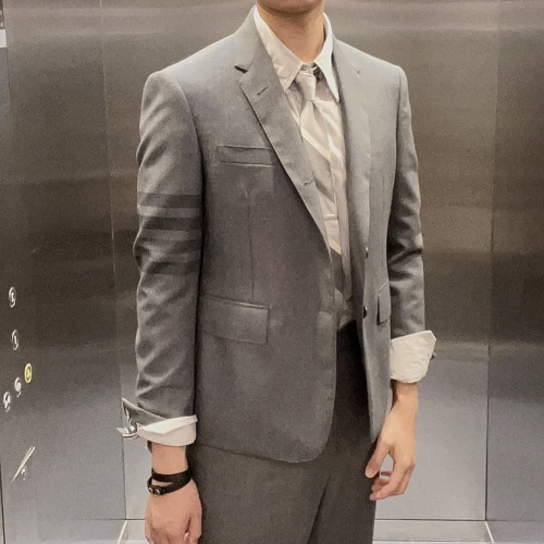 톰브라운 울 사선 클래식 스포츠 코트 그레이 셋업