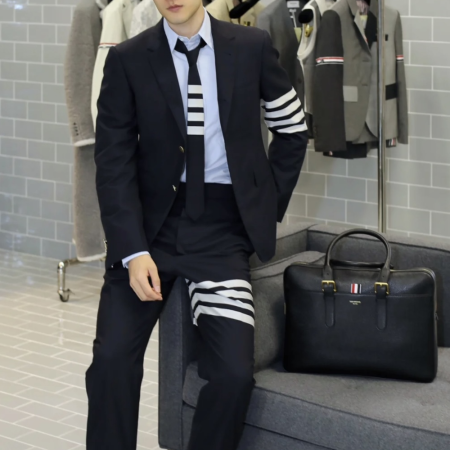 톰브라운 울 사선 클래식 스포츠 코트 네이비 셋업