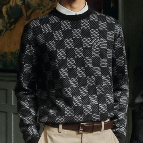 루이비통 X 니고 시그니처 로 고 울 하프 스웨터