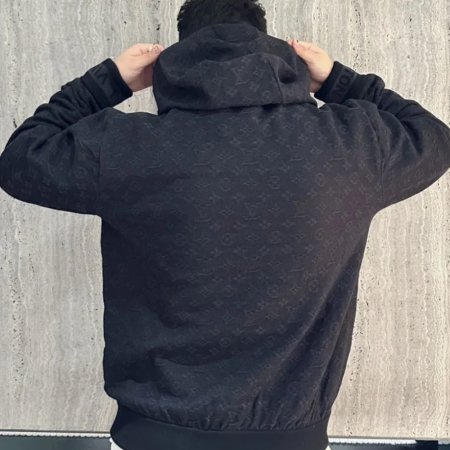 루이비통 로고 파이핑 시보리 후드 티셔츠