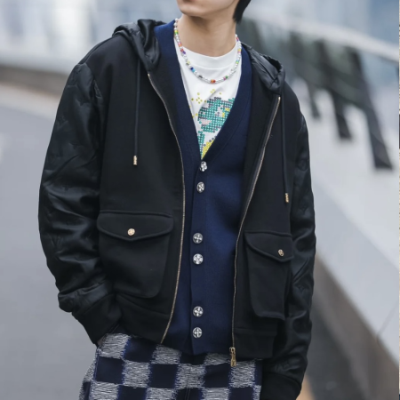 루이비통 모노그램 디테일 후디드 데님 자켓